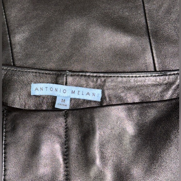 Antonio Melani Black Leather Pencil Skirt M - Picture 12 of 14